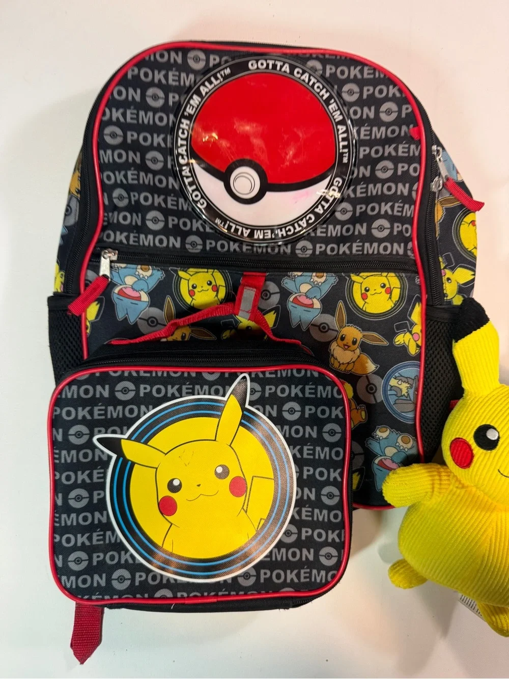 Pokemon Kids Backpack and Pikachu Plush - Yellow, Black, Red